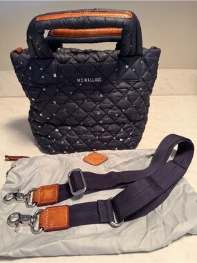 MZ Wallace Mini Metro Tote Deluxe Quilted Navy Star